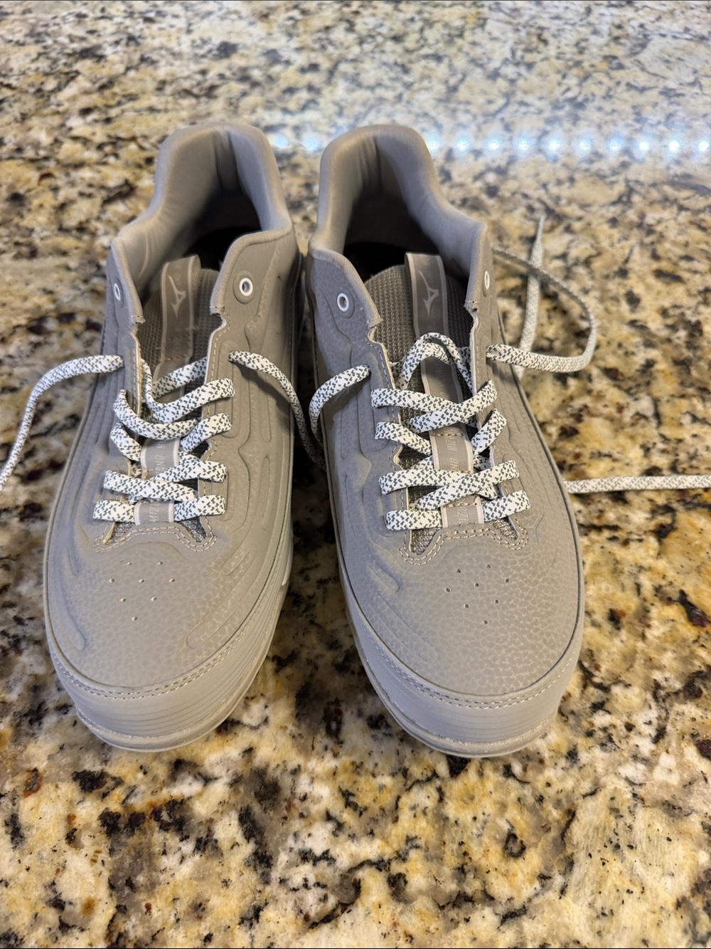 Mizuno Gray Athletic Shoes with White/Black Speckled Laces